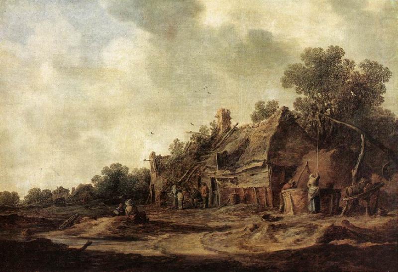 Jan van Goyen Peasant Huts with Sweep Well china oil painting image